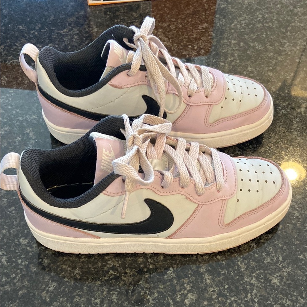 Nike Pink and Black Low-Top Sneakers with Perforated Design